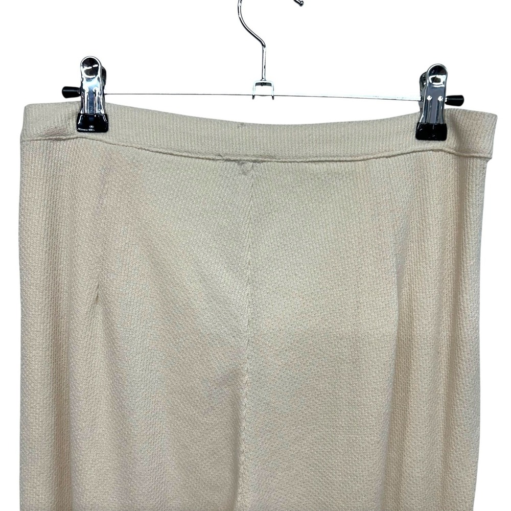 SABO Cream Textured Wide Leg Trouser Pants S Minimalist Resort Quiet Luxury Chic - Picture 7 of 10